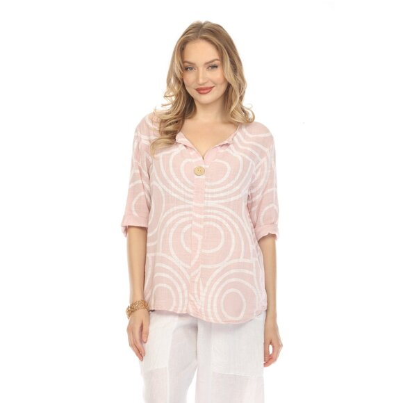 Light Pink Circle Print one button detail top - Picture 5 of 7